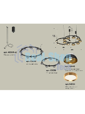 Светильник Ambrella light XR92091110/16 SBK/PYG/CL черный песок/золото желтое полированное/прозрачный GX53