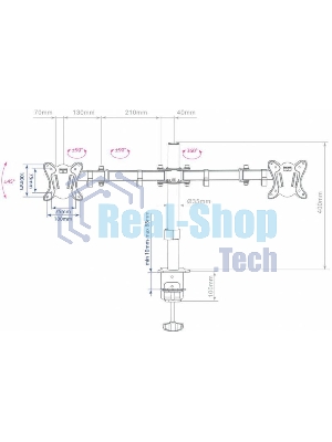 Кронштейн для мониторов Arm Media LCD-T13 черный 15