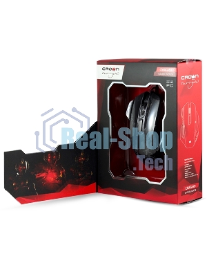 Мышь проводная Crown Gaming CMXG-601 черный, 1800 dpi, USB, кнопки - 7