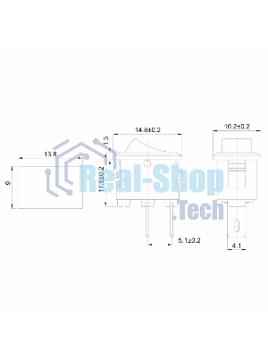 Выключатель клавишный Rexant 250V 3А (2с) ON-OFF черный Micro