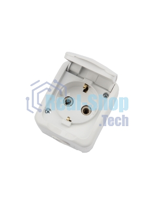 Розетка одноместная Kranz Mini OG открытой установки с заземлением, IP54 белая