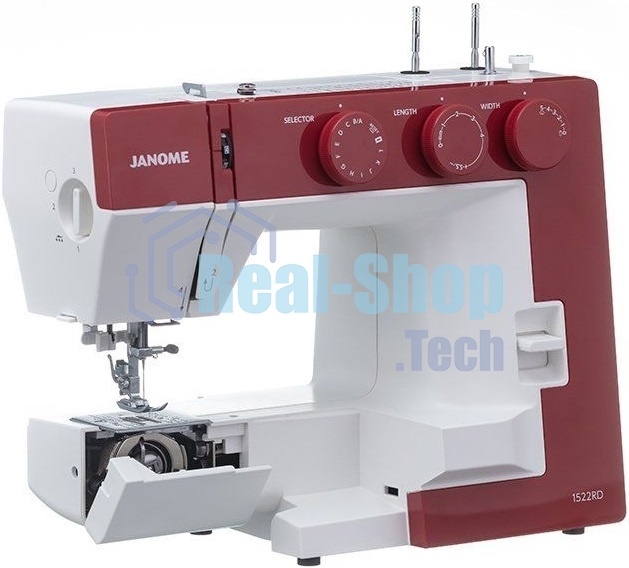Швейная машина Janome 1522RD 25 операции, петля автомат, верт. челнок, нитевдеватель, мягкий, подарочный набор (шпульки, ножницы, сантиметровая лента, игольница)