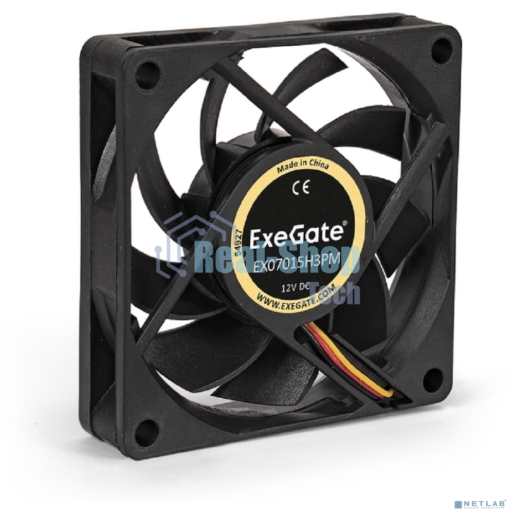 Вентилятор для корпуса ExeGate EX07015H3PM черный, 70 мм, 3000 об/мин, 26 дБ, 3 pin