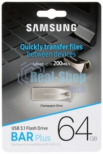 Флешка USB 64Gb USB Drive USB 3.1 Samsung BAR Plus (up to 300Mb/s) (MUF-64BE3/APC) серебристый