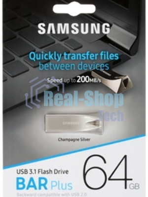 Флешка USB 64Gb USB Drive USB 3.1 Samsung BAR Plus (up to 300Mb/s) (MUF-64BE3/APC) серебристый
