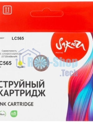 Картридж струйный Sakura LC565Y для Brother, желтый, 14,4 мл., 1200 к.