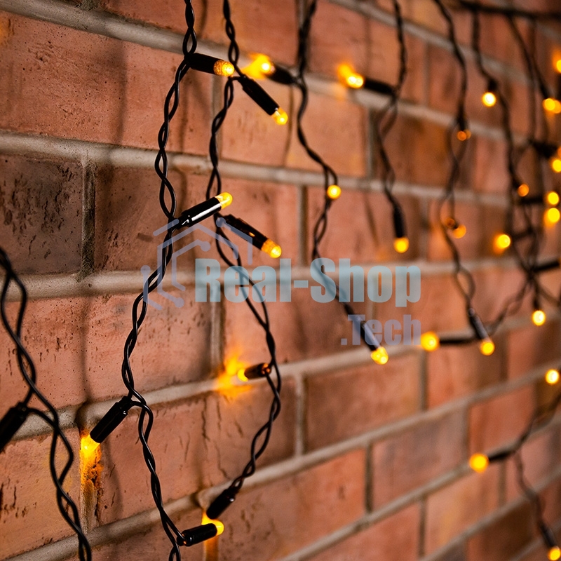 Гирлянда Neon-night Айсикл (бахрома) светодиодный, 2,4 х 0,6 м, черный провод, 230 В, диоды теплый белый, 88 LED