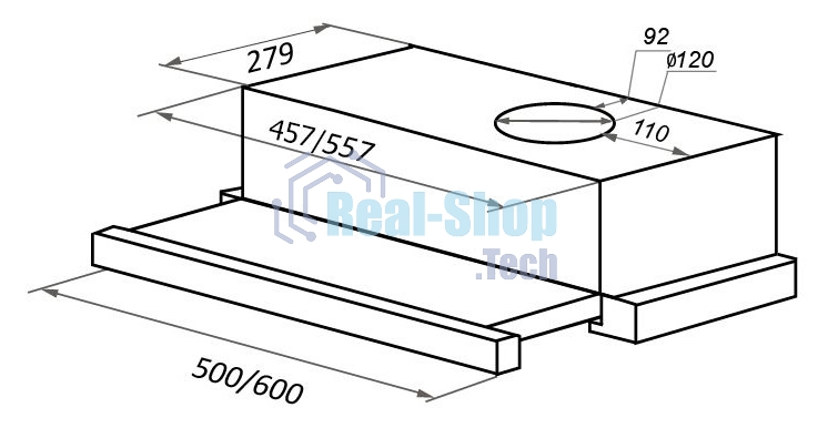 Вытяжка встраиваемая Maunfeld VS Light 50 нержавеющая сталь, 50 см, 520 куб. м/ч, 56 дБ