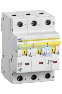 Выключатель автоматический трехполюсный ВА47-60M 3Р 63А 6кА С MVA31-3-063-C IEK