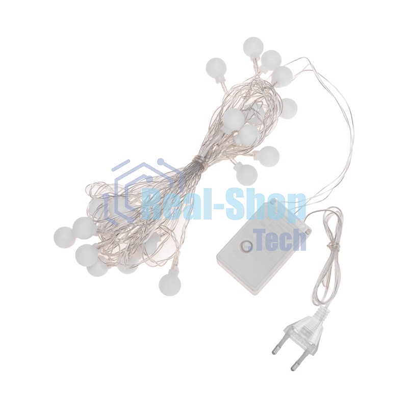 Гирлянда светодиодная Neon-night Шарики 5м, 20 LED, IP20, прозрачный провод, свечение мульти (RG/RB), контроллер 8 режимов, 230В