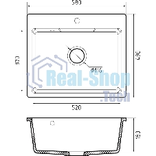 Мойка GRANFEST URBAN 658 1-чаша 580x490мм, монтаж: врезной, материал: кварц, темно-серый