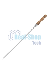 Шампур плоский Palisad 600х10х2,5 мм, с деревянной рукояткой, нерж. сталь, Camping