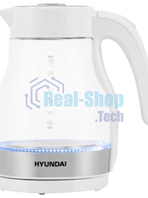 Чайник электрический Hyundai HYK-G3802 1.7 л, 2200 Вт, белый/серебристый (корпус: стекло)