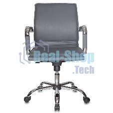 Кресло руководителя Бюрократ CH-993-Low/grey серый, низкая спинка, искусственная кожа, крестовина хромированная