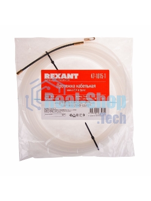 Протяжка кабельная Rexant (мини УЗК в бухте), 15 м нейлон, d=3 мм, латунный наконечник, заглушка
