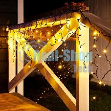 Гирлянда Neon-night Айсикл (бахрома) светодиодный, 2,4 х 0,6 м, черный провод, 230 В, диоды теплый белый, 88 LED