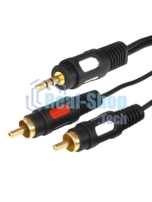 Шнур Стерео 3,5 м м - 2 RCA Rexant длина 3 мeтра (GOLD)