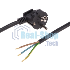 Шнур электрический с вилкой Rexant ПВС 3х1,5 мм², 1,5м черный