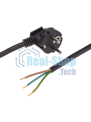 Шнур электрический с вилкой Rexant ПВС 3х1,5 мм², 1,5м черный