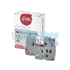 Кассета с лентой S'OK by Sakura Printing TZE445 для Brother, белый на красном, 18мм/8м, наклейка
