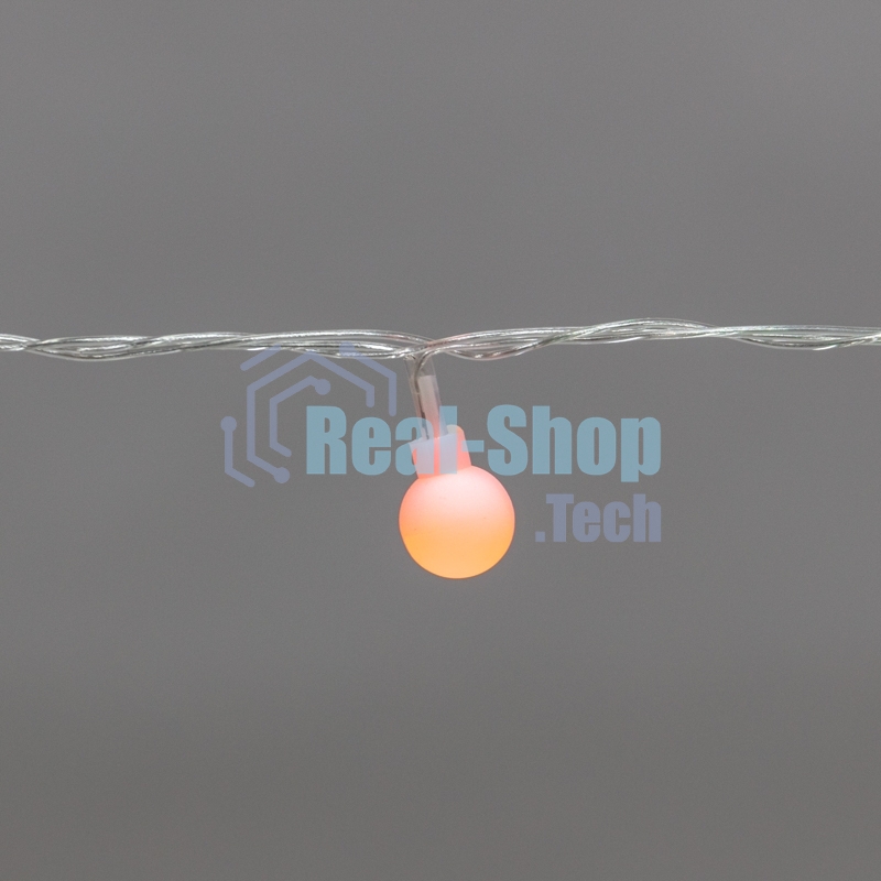 Гирлянда светодиодная Neon-night Шарики 5м, 20 LED, IP20, прозрачный провод, свечение мульти (RG/RB), контроллер 8 режимов, 230В