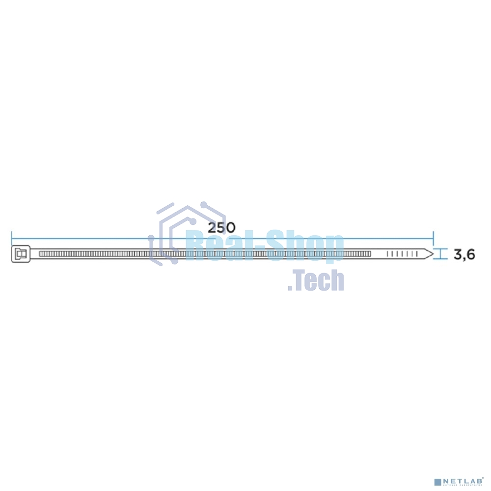 Хомут-стяжкa нейлоновая с тройным замком Rexant 250x3,6 мм, черная, упаковка 100 шт.