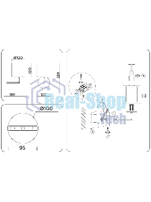 Настенный светильник Ambrella light LH56015 BS/FR латунь/белый матовый E14 max 40W 190*120*220