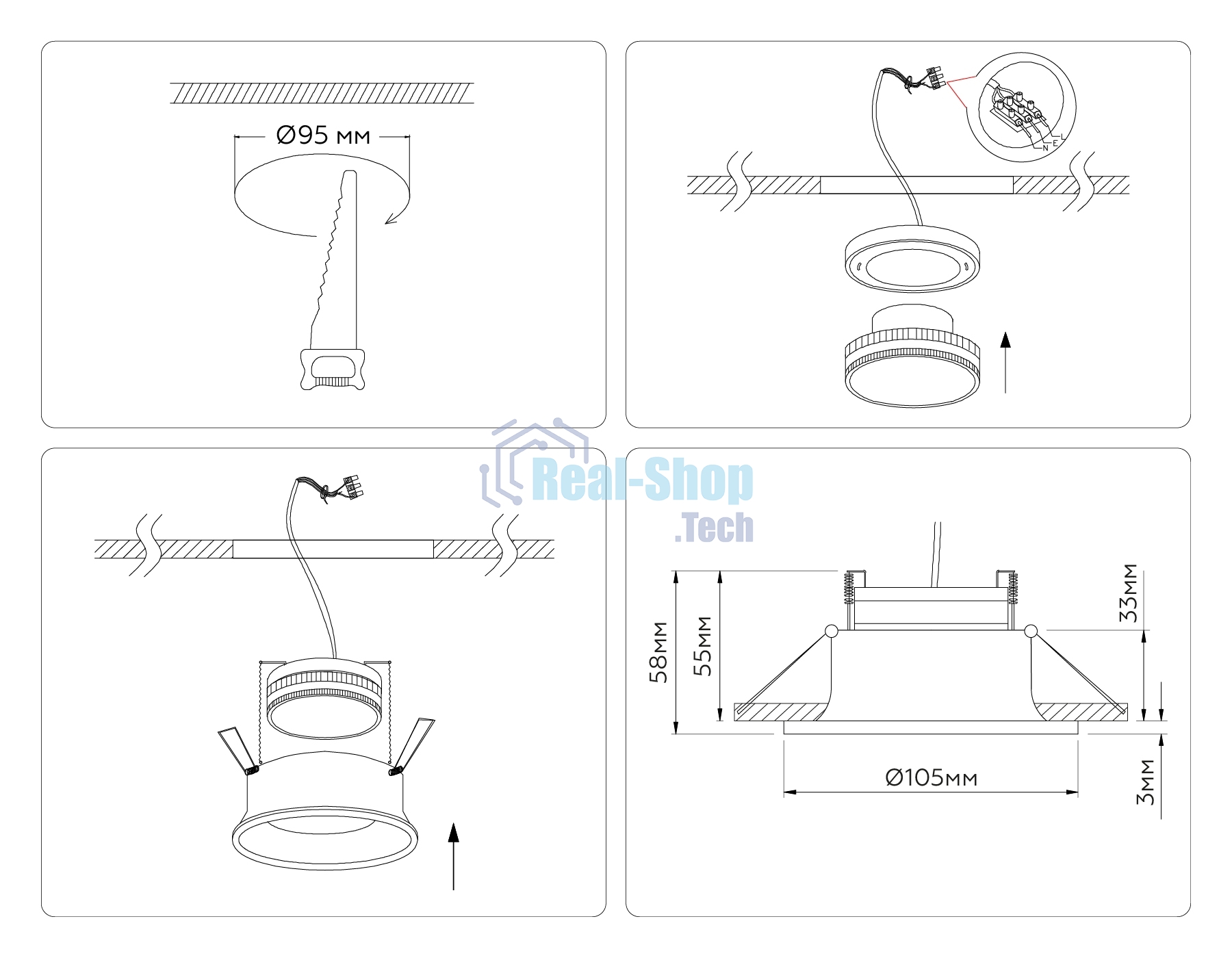 Светильник Ambrella light TN51814 BK черный GX53 max 15W D105*36