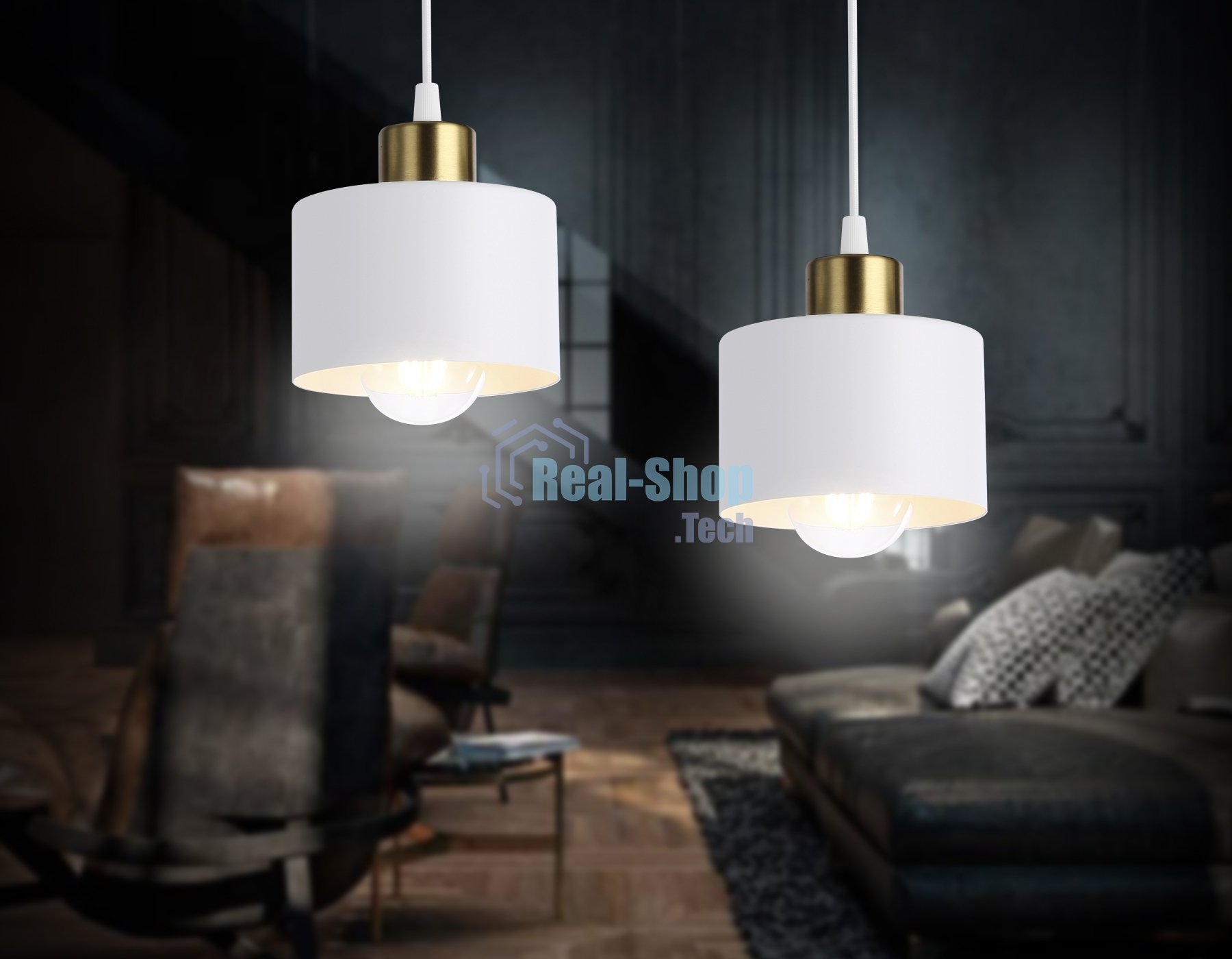 Светильник Ambrella light TR8112 WH/BS белый/латунь E27 max 40W D120*940