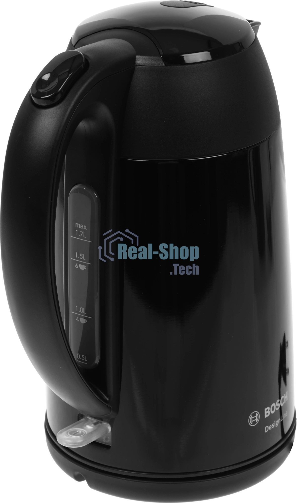 Чайник электрический Bosch TWK3P423 черный, 1.7 л, 2400 Вт, скрытый нагревательный элемент