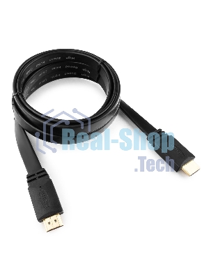 Кабель Cablexpert HDMI CC-HDMI4F-6, 19M/19M, v2.0, медь, позол.разъемы, экран, плоский кабель, 1.8м, черный, пакет