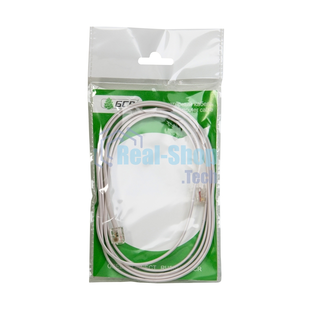 Телефонный шнур Greenconnect удлинитель для аппарата 10.0m GCR-TP6P4C-10.0m, 6P4C (джек 6p4c - jack 6p4c) белый Greenconnect Телефонный шнур удлинитель для аппарата 10.0m GCR-TP6P4C-10.0m, 6P4C (джек 6p4c - jack 6p4c) белый