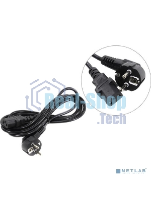 Кабель питания ExeGate Special PC-3S (Евровилка угловая Schuko->С13) 3*0.5, CCA, черный, 3м