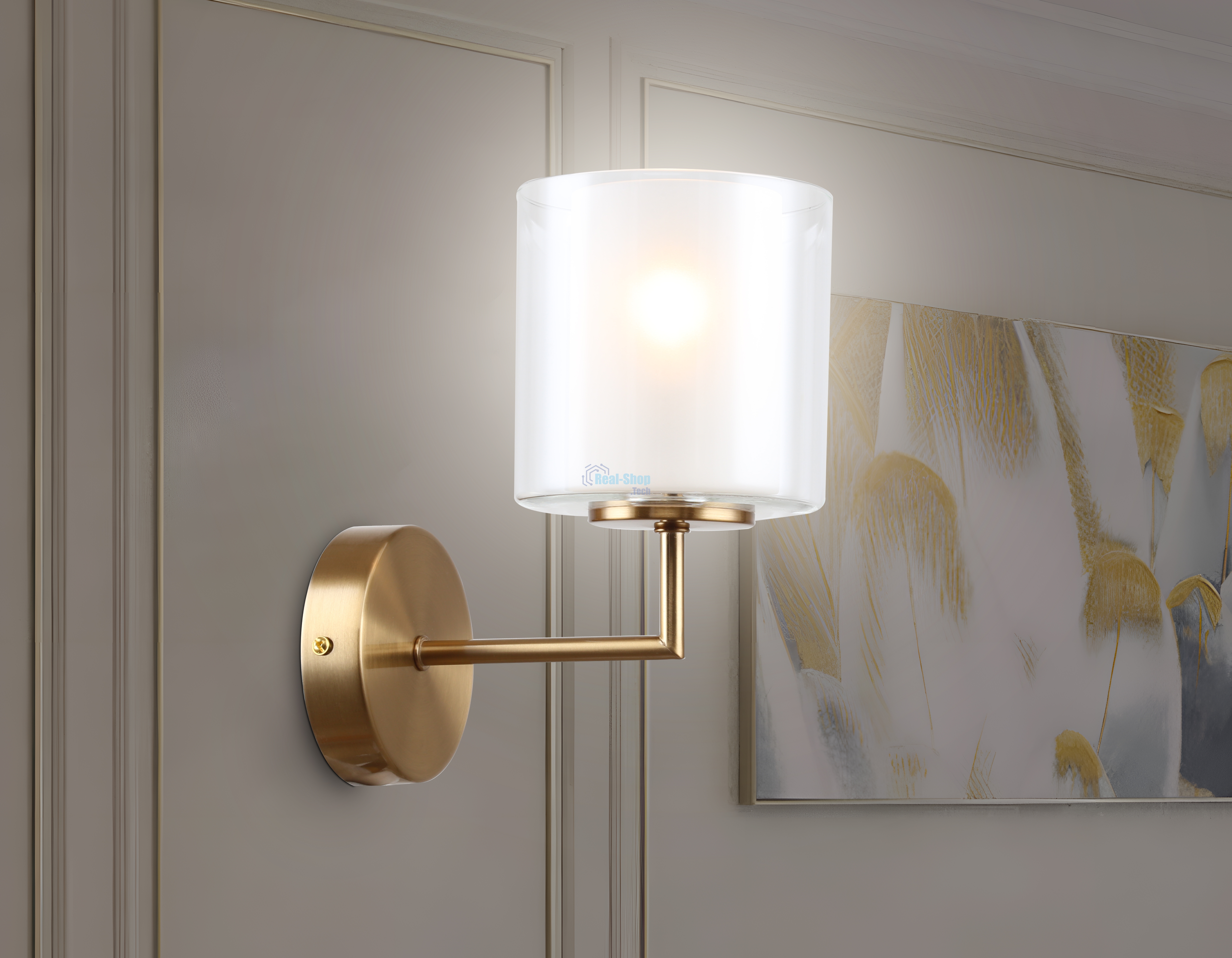 Настенный светильник Ambrella light LH56015 BS/FR латунь/белый матовый E14 max 40W 190*120*220