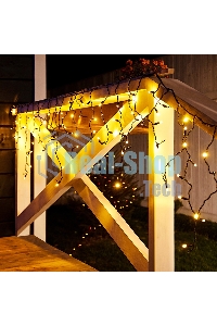 Гирлянда Neon-night Айсикл (бахрома) светодиодный, 2,4 х 0,6 м, черный провод, 230 В, диоды теплый белый, 88 LED