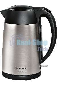 Чайник электрический Bosch TWK3P420 1.7 л, 2400 Вт, черный (корпус: нержавеющая сталь)