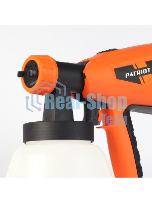 Краскопульт электрический PATRIOT SG500 HVLP 500 Вт., 100 DIN/сек, Расход 900 мл/мин., Резервуар: 1300 мл