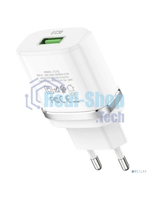 Сетевое зарядное устройство QC 3.0 HOCO HC-16262 C12Q 1 USB Выход: 5V_9V_12V, 18W белый