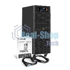Источник бесперебойного питания On-line ExeGate PowerExpert TL-575-6kVA.240V.LCD.AVR.T.USB.RS232.SNMP 6000VA/6000W, On-Line, PF=1, LCD, клеммы, RS232, USB, SNMP-slot, встроенные батареи 12V 7.2Ah -20шт, возможность подключения до 4 внешних батарейных блоков 240В, Tower, металлический корпус на колесиках, черный