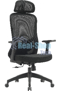 Кресло компьютерное Cactus CS-MC515-BK черный, сиденье черный, сетка/ткань, с подголов. крестов. пластик, пластик черный