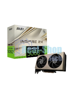 Видеокарта MSI RTX 5060 TI 8G INSPIRE 2X, NVIDIA RTX 5060 Ti, 8 ГБ GDDR7, 128 бит, PCI-e 5.0, 1xHDMI, 3xDP, 2587 МГц