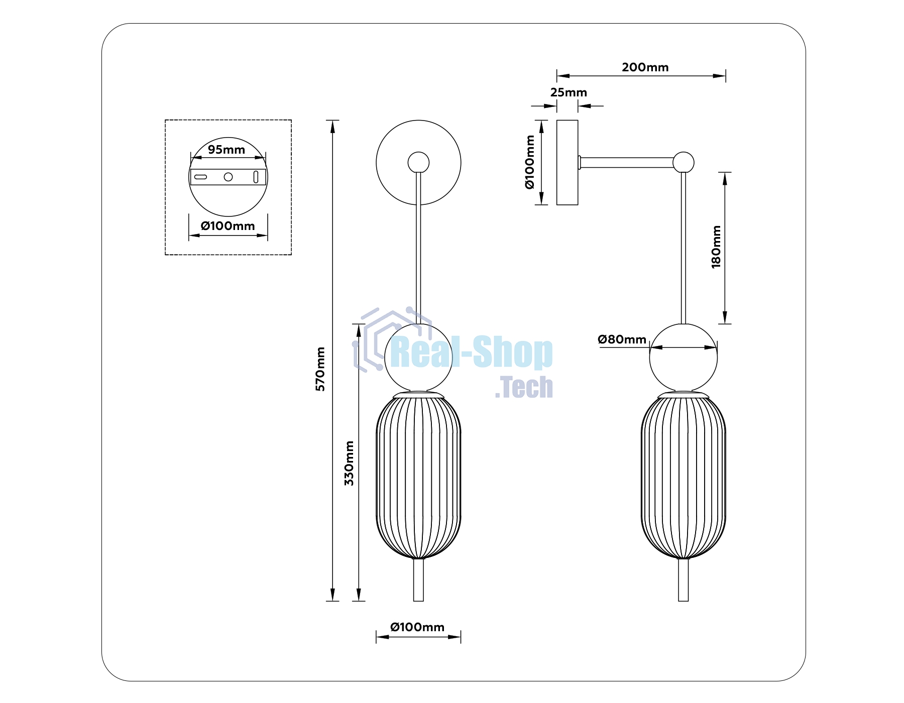 Настенный светильник Ambrella light LH53108 BS/GR/FR латунь/серый/белый матовый G9 max 28W 100*200*570