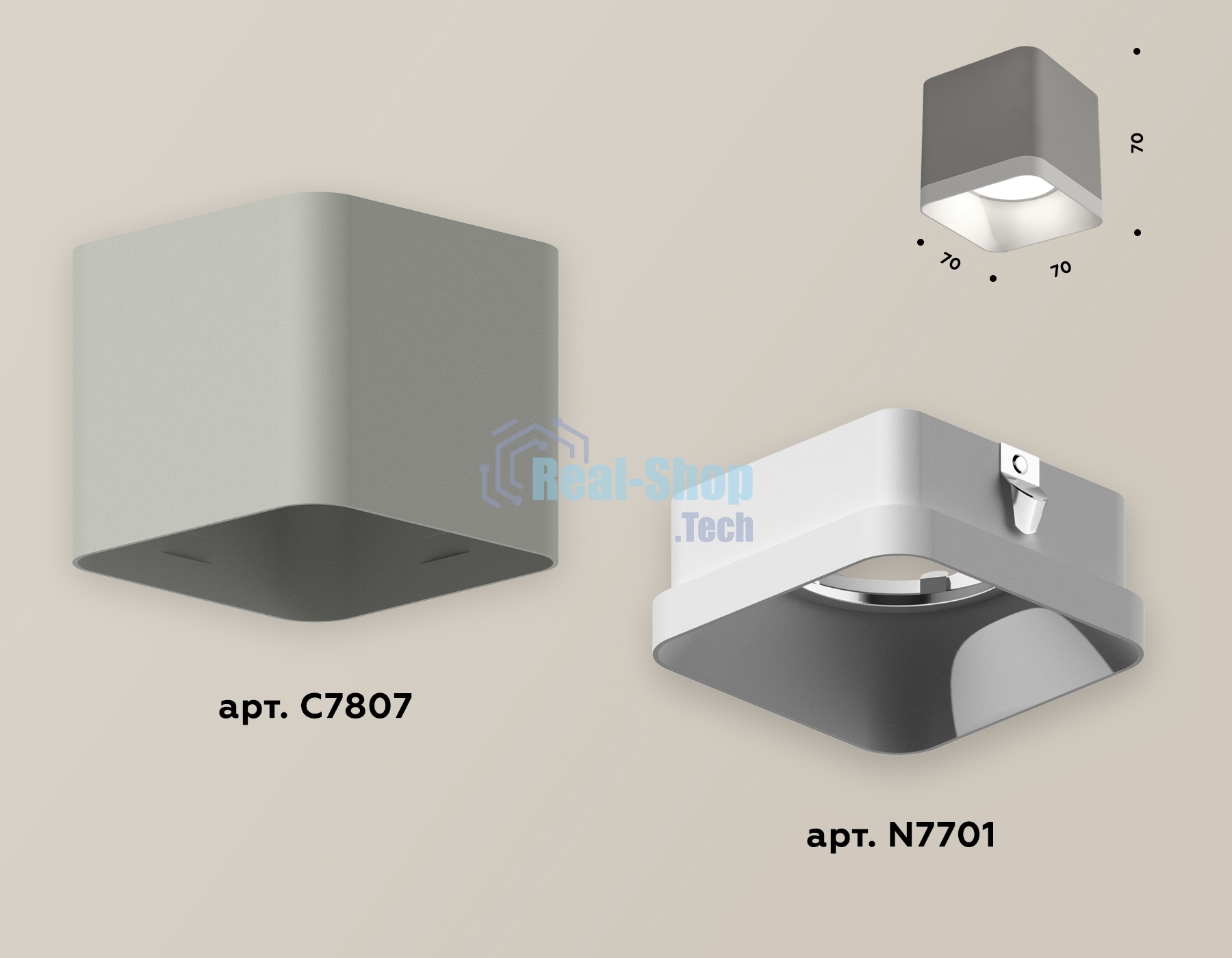 Светильник Ambrella Light XS7807001 SGR/SWH серый песок/белый песок MR16 GU5.3 (C7807, N7701)
