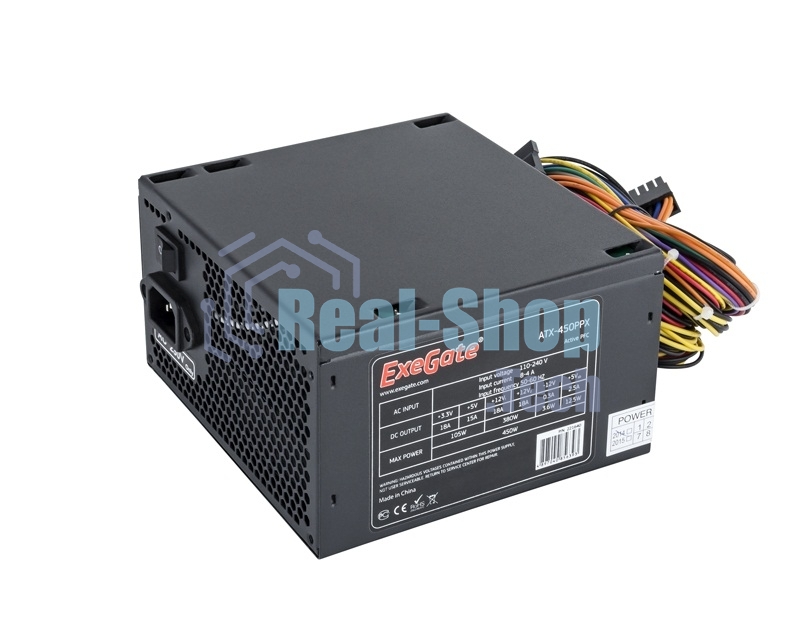 Блок питания ExeGate 450PPX (EX221640RUS), 450Вт, 120мм, черный