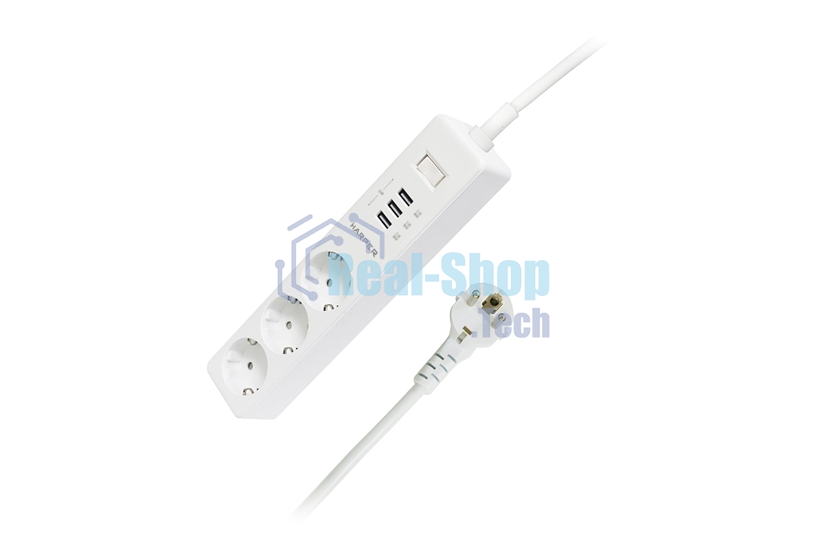 Удлинитель с USB зарядкой Harper UCH-315 белый
