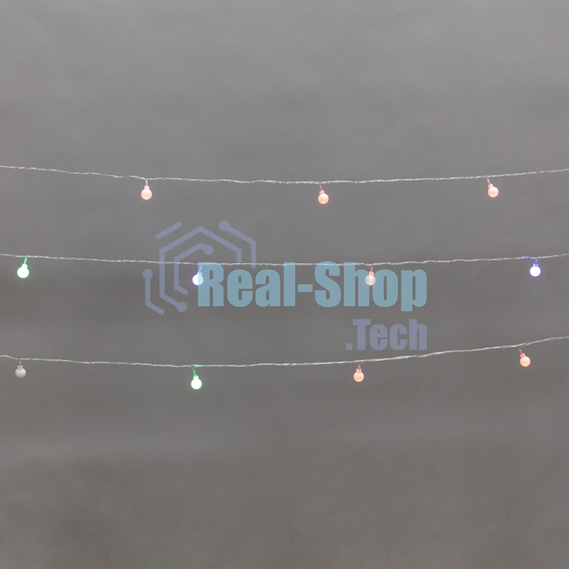 Гирлянда светодиодная Neon-night Шарики 5м, 20 LED, IP20, прозрачный провод, свечение мульти (RG/RB), мигание, 230В