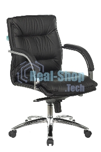 Кресло руководителя Бюрократ T-9927SL-LOW/BLACK черный, кожа, низкая спинка, крестовина хром