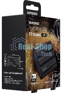 Внешний SSD Samsung T7 Shield, 4TB, USB 3.2 Gen 2 Type-C, R/W 1050/1000, черный