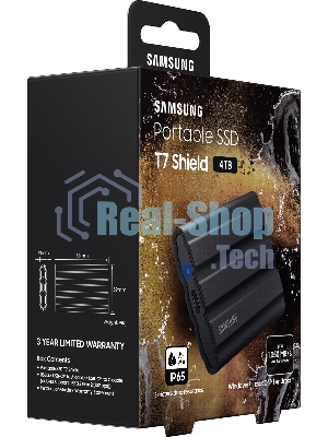 Внешний SSD Samsung T7 Shield, 4TB, USB 3.2 Gen 2 Type-C, R/W 1050/1000, черный