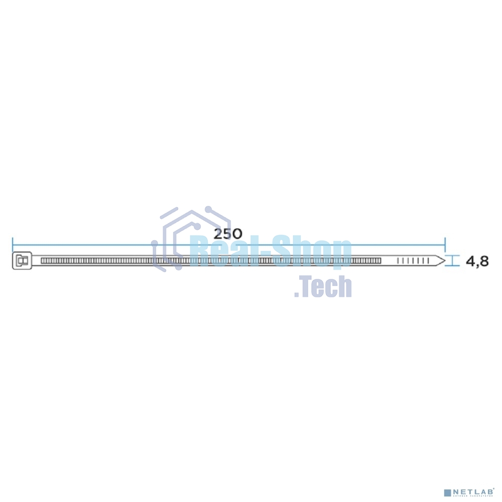 Хомут-стяжкa нейлоновая с тройным замком Rexant 250x4,8 мм, черная, упаковка 100 шт.